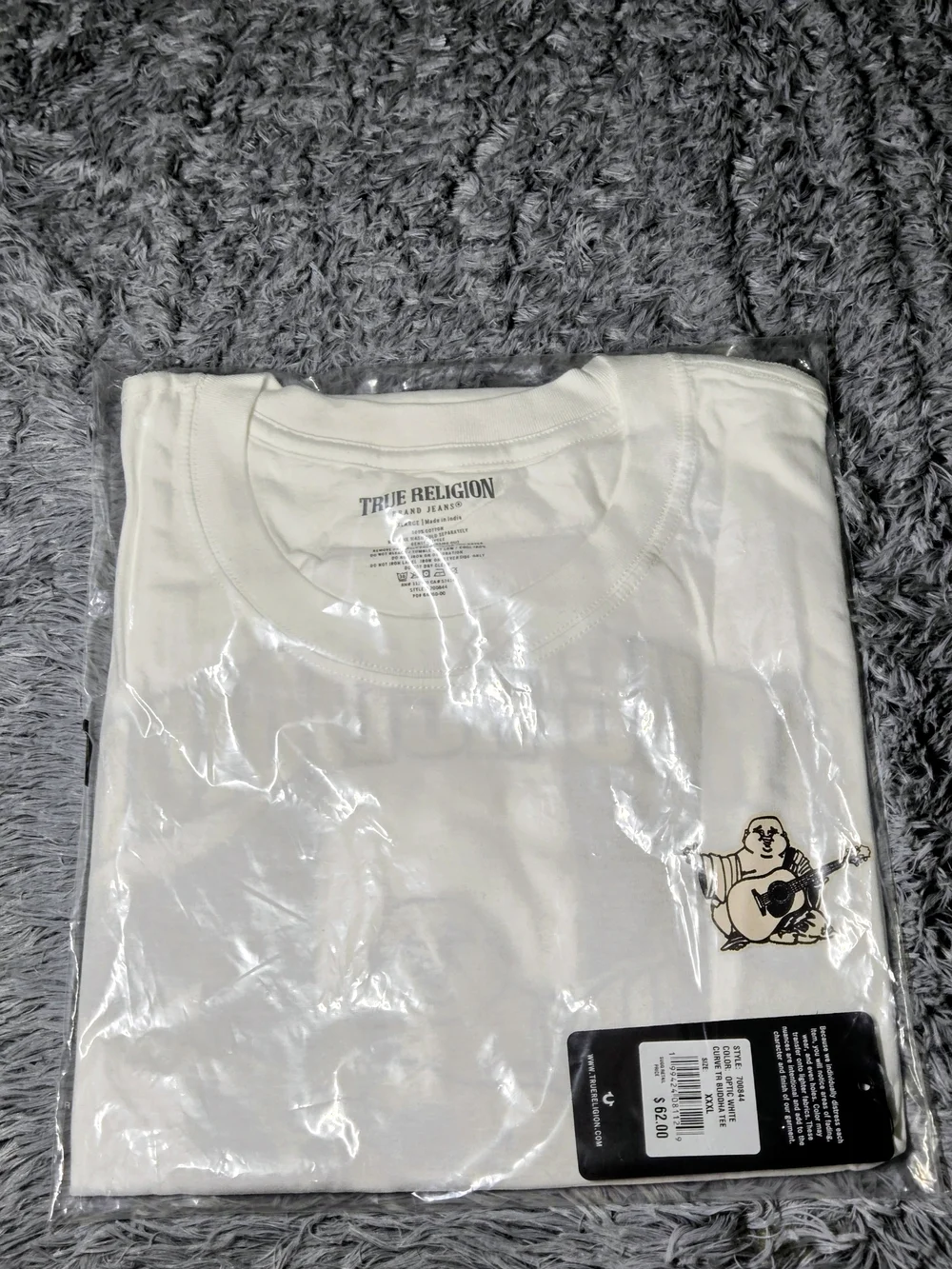 True Religion Mens Short Sleeve White Budda T-Shirt